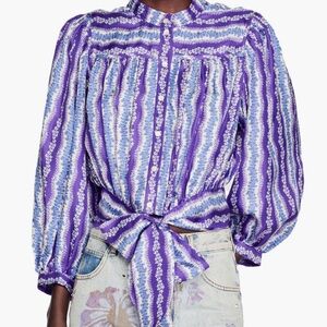 Sandro Purple and White Striped Blouse